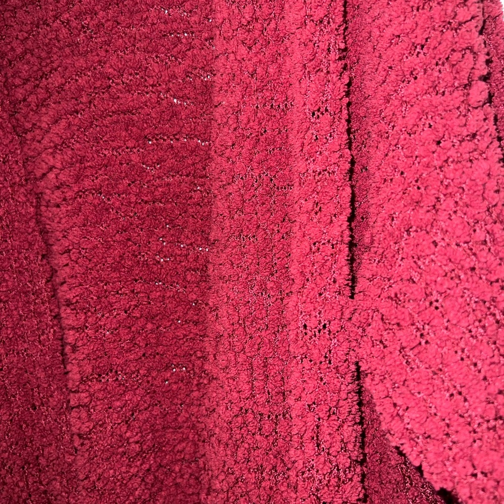 Cozy Open-Front Women's Sweater Cardigan in Deep Burgundy - Picture 4 of 6